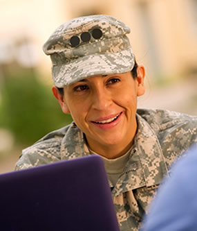 Female military student in uniform