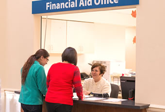Femail students at financial aid office