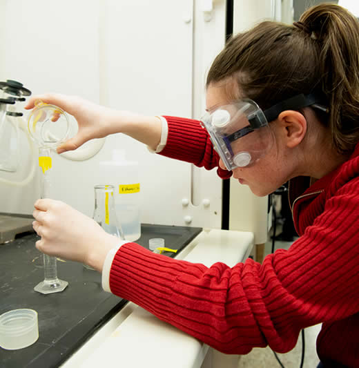 Student working in chemistry lab