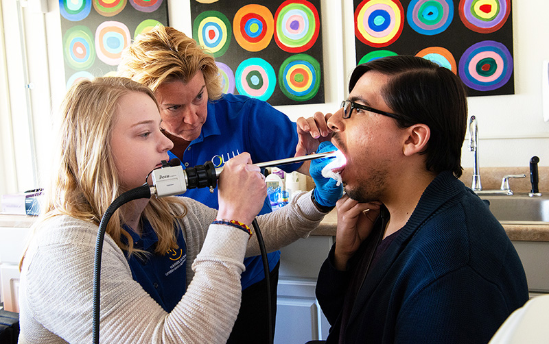 Student conducting oral exam