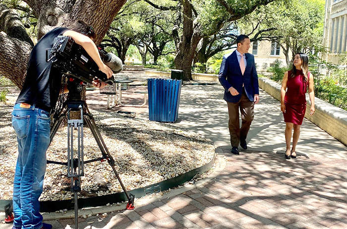 Dr. Chavez being interviewed by Kens 5 News