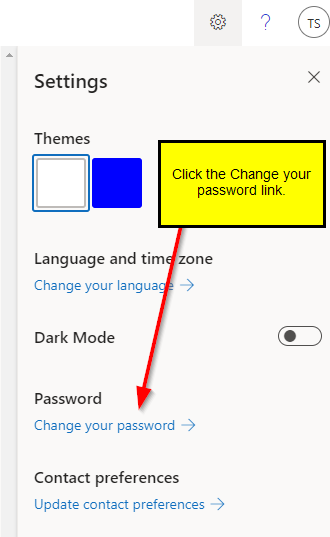 Click on the the change your password link