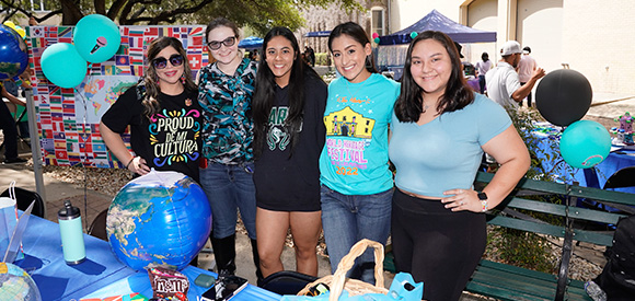 Female students smiling in a group