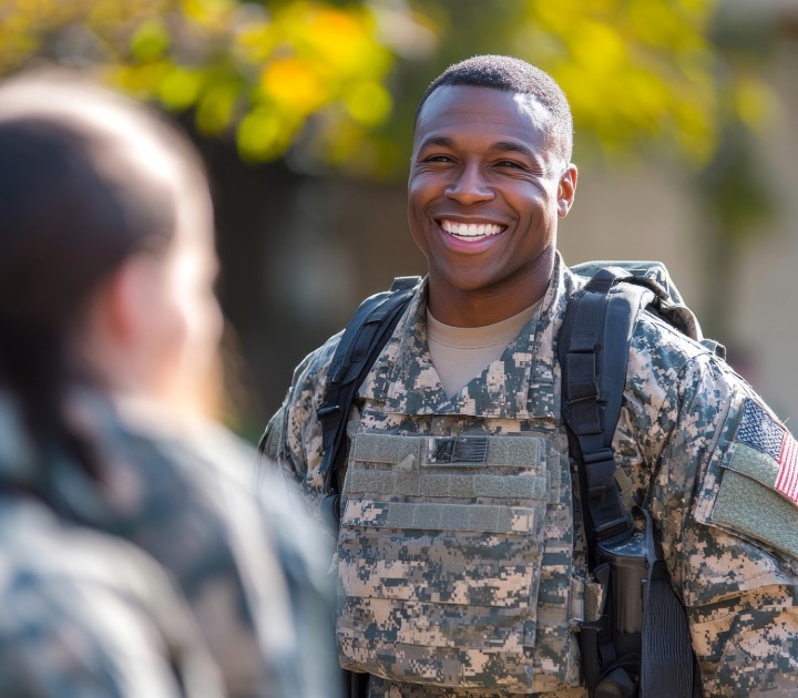 female military women in front of fountain