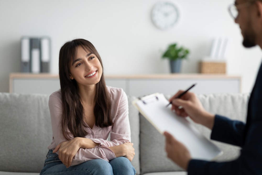female student in counseling session