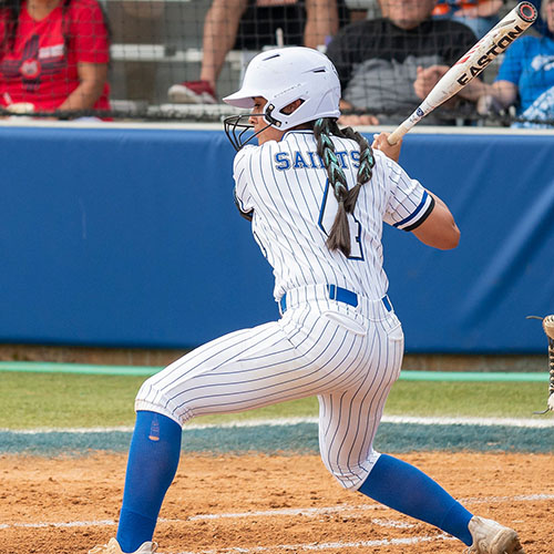 OLLU softball player at bat